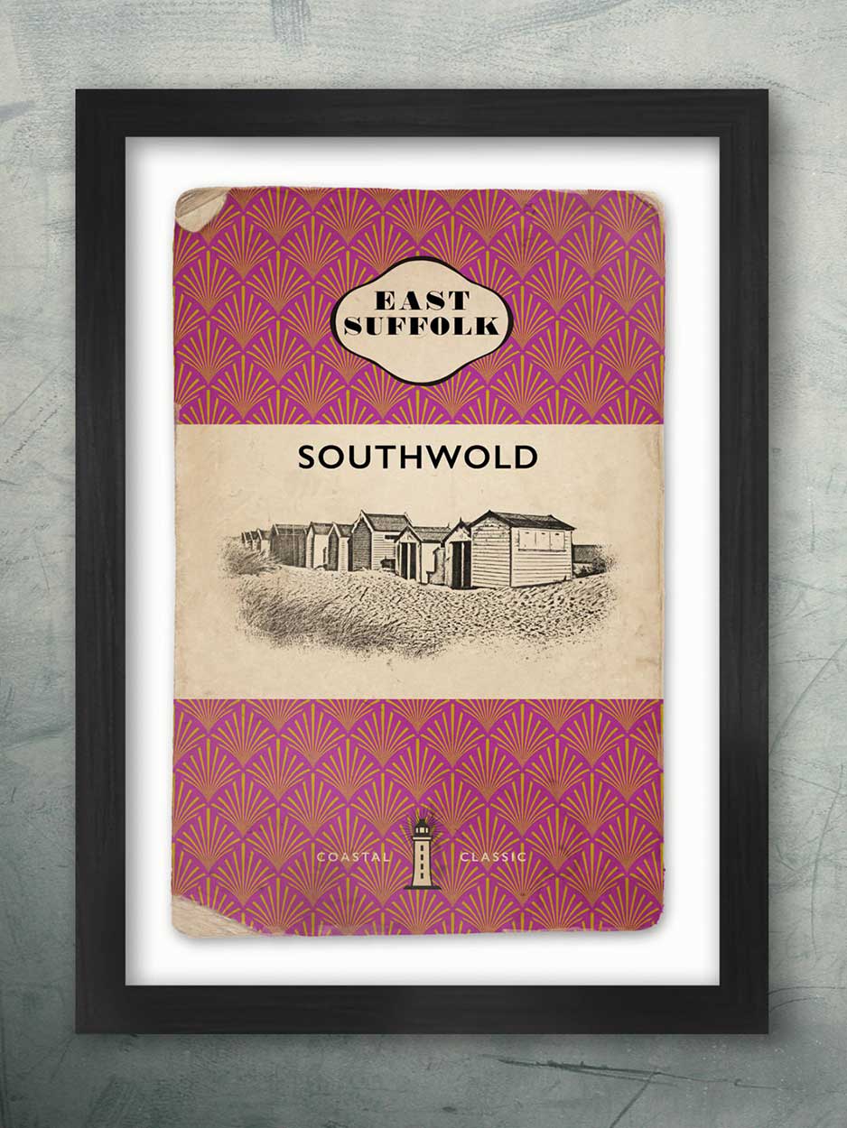 Southwold Beach Huts - Vintage Book Cover Poster Print